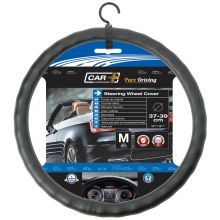Ergonomic Real Leather Soft Grip Car Steering Wheel Cover - BLACK