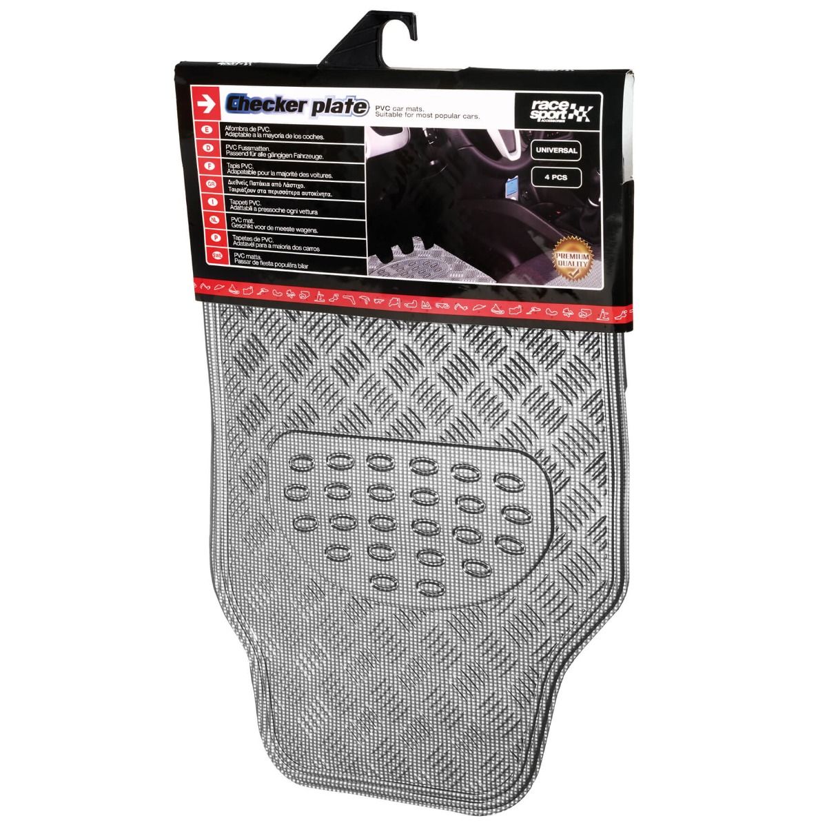  Universal Aluminium Look Heavy Duty Car Mats - Carbon