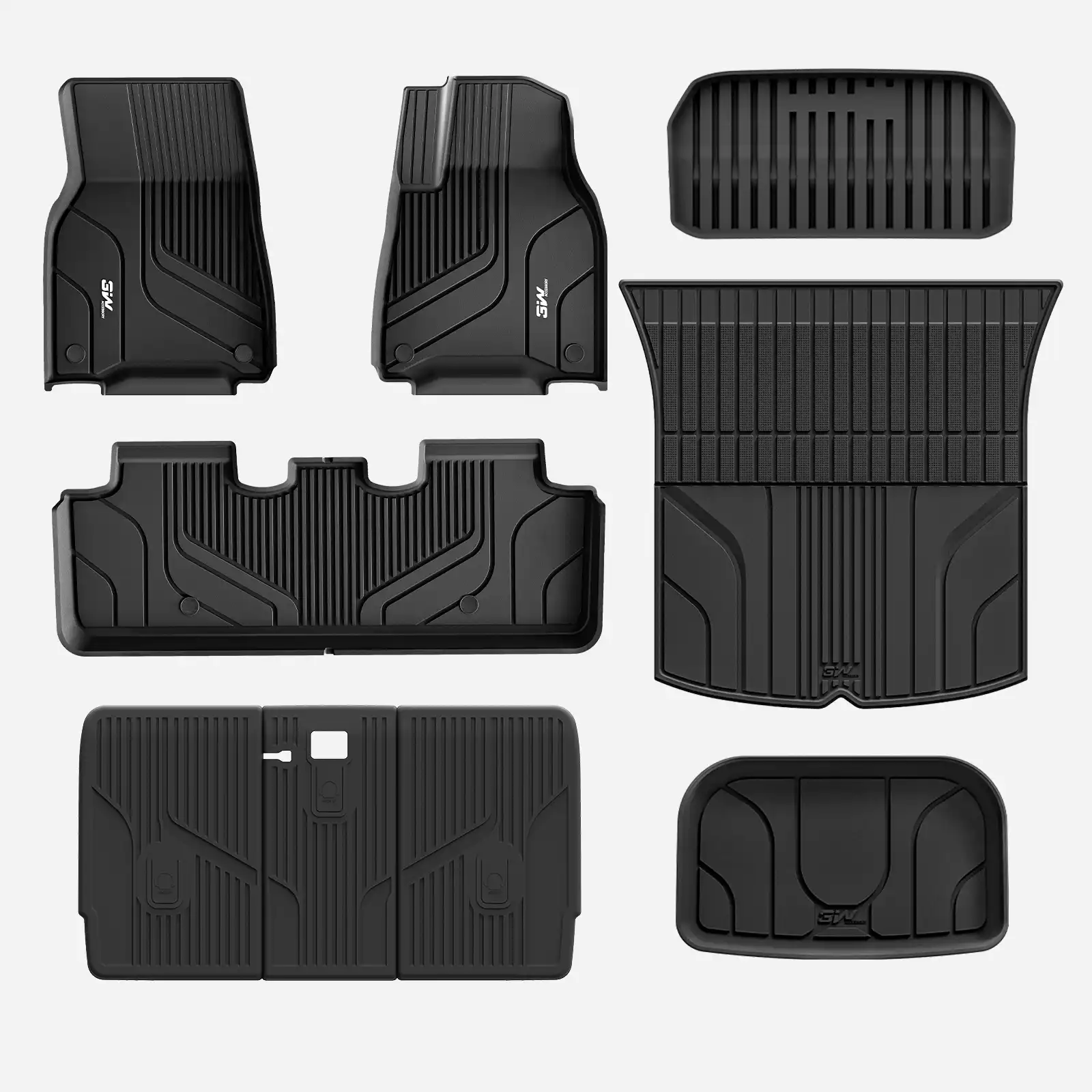Custom Car Floor Mats All Weather Floor Liners, Boot Liners and Back Seat Cover Full set 9PCS for Tesla Model Y (2021-2024)