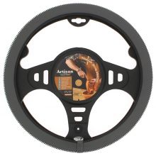 Italian Hand Made ARTISAN Soft Leather Car Steering Wheel Cover - Dark Grey