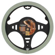 Italian Hand Made ARTISAN Soft Leather Car Steering Wheel Cover - Light Grey