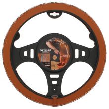 Italian Hand Made ARTISAN Soft Leather Car Steering Wheel Cover - Tobacco brown